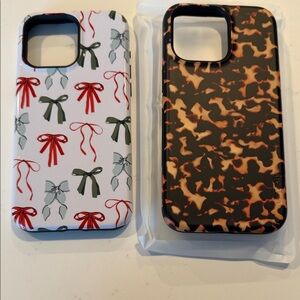 Casey Phone Case Set - Red, Green Bows and Tortoise Print - iPhone 15 Pro Max